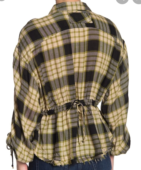 NWT Free People Pacific Dawn Plaid Shirt Black - Picture 7 of 11